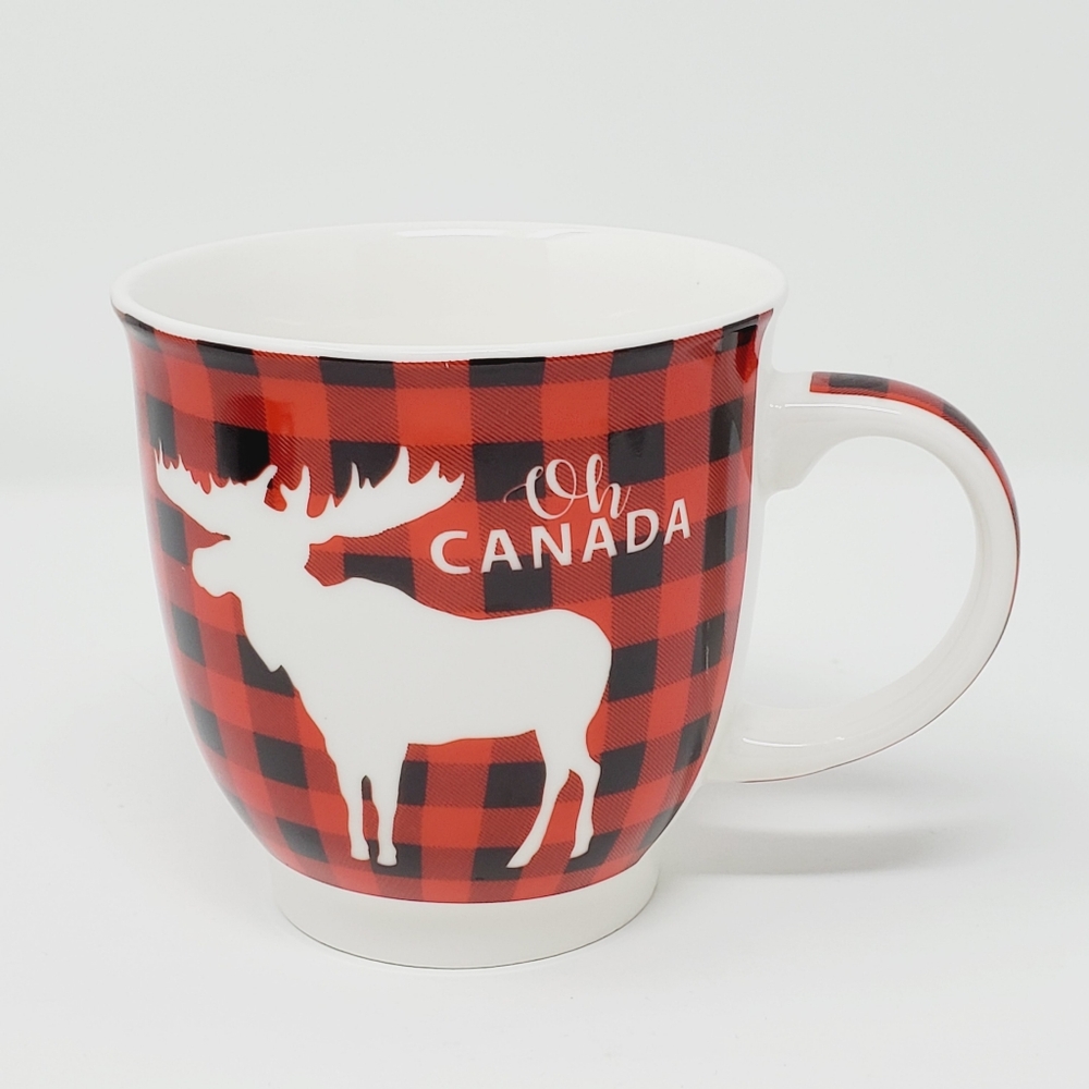 Pine Ridge Art Plaid Moose Ceramic Mug